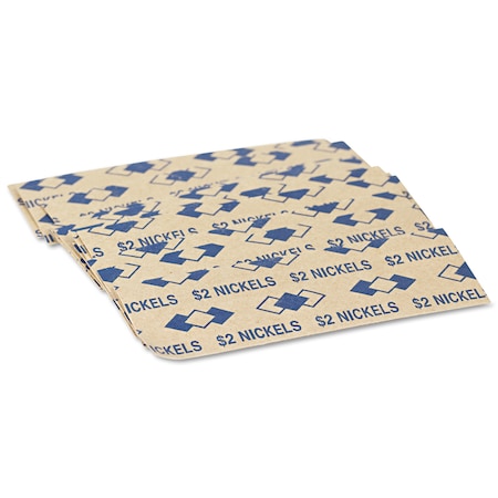 Pm Company Tubular Coin Wrappers, Nickels, $2, Pop-Open Wrappers, PK1000 53005